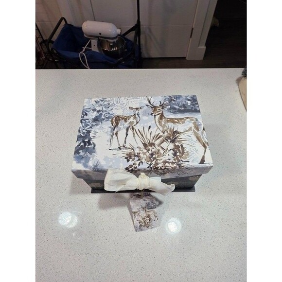 Other - Deer Woodland Decorative Keepsake Box in Blue and Brown